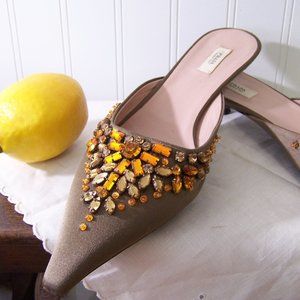 NEW Vintage 5.5 Jeweled Prada Shoes Mules